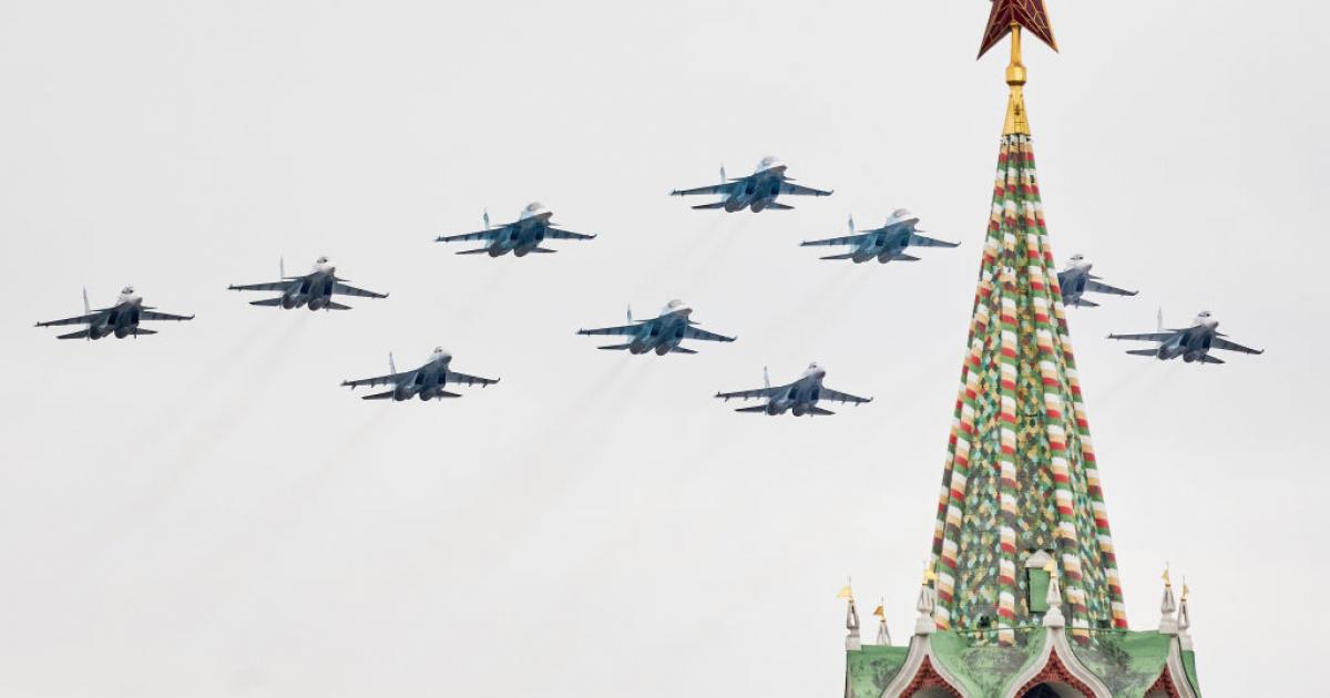 Varios cazas rusos Su-30SM, SU-35S y SU-34, en una imagen de archivo.