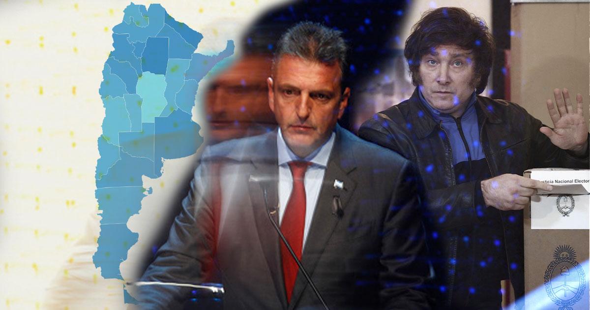 Fotomontaje para ilustrar la remontada de Sergio Massa en la primera vuelta de las elecciones presidenciales del domingo pasado.