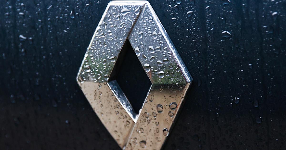 Imagen de archivo de un detalle del logo de Renault.