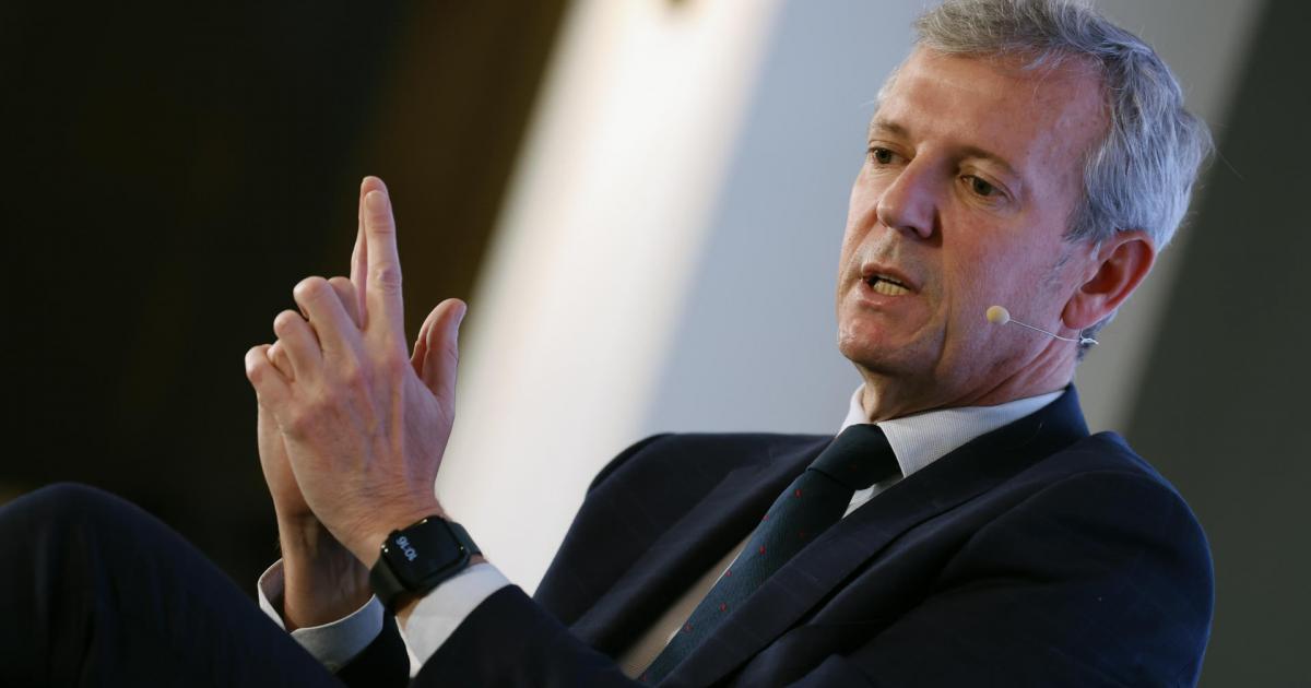 El presidente de la Xunta de Galicia, Alfonso Rueda, protagoniza un desayuno informativo celebrado en Madrid, este lunes.
