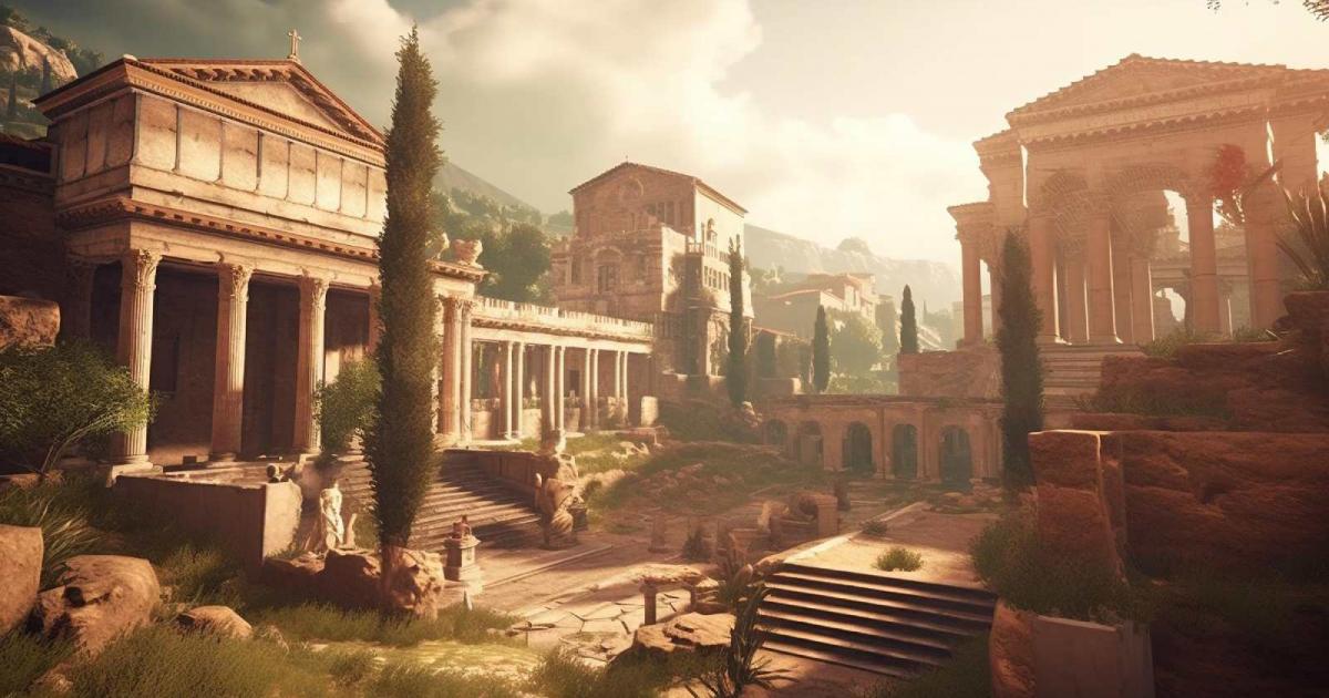 Imagen conceptual de una antigua ciudad romana