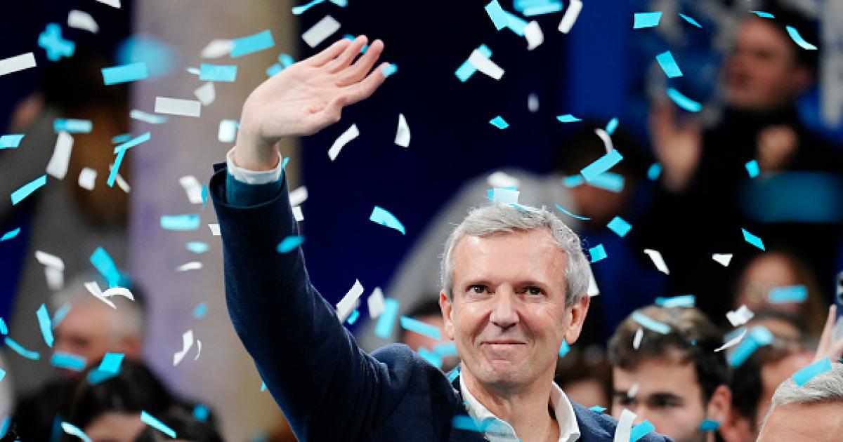 El presidente de la Xunta de Galicia y candidato del PPdeG a las próximas elecciones gallega, Alfonso Rueda, durante su proclamación como candidato.