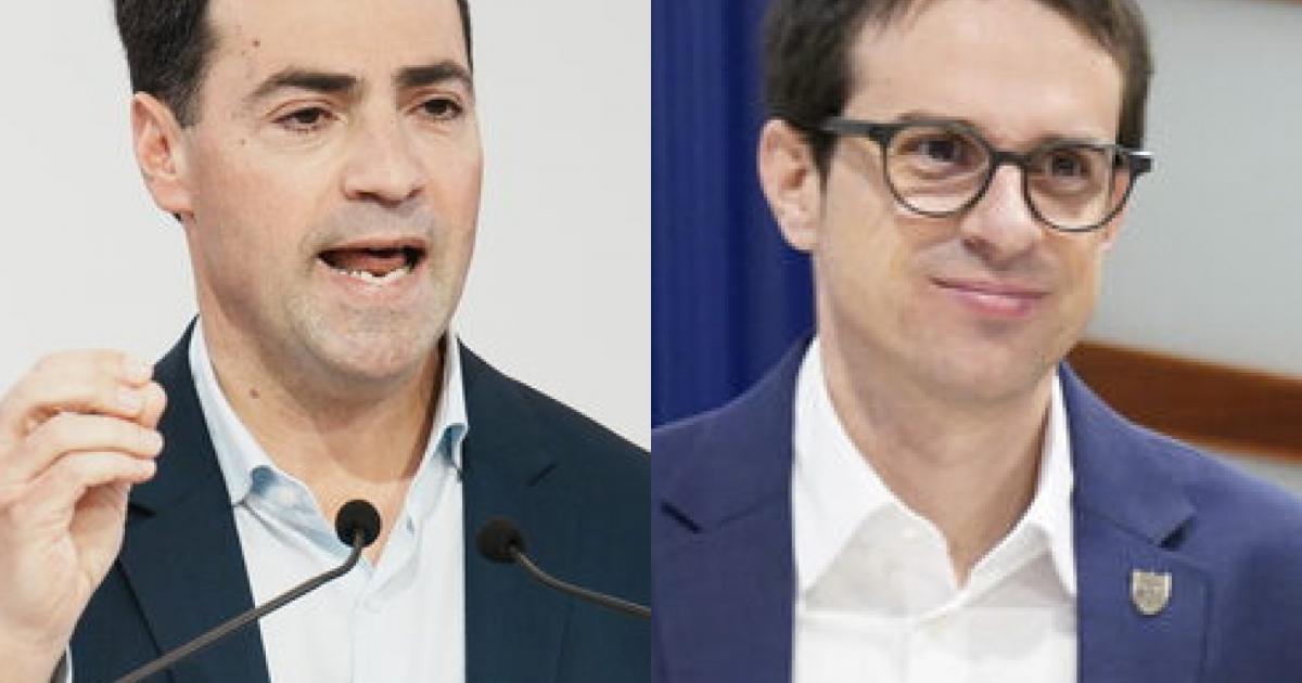 Los candidatos de PNV y EH Bildu para los próximos comicios en Euskadi, Imanol Pradales y Pello Otxandiano, respectivamente; en sendas imágenes de archivo.