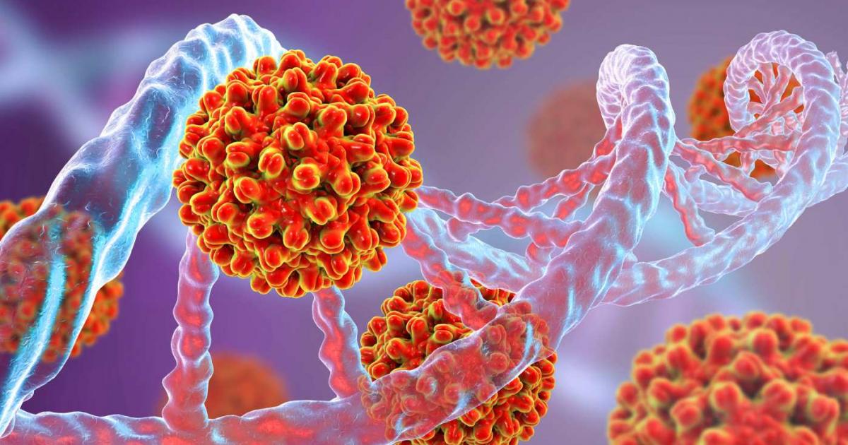 Ilustracion de la hepatitis B en una cadena de ADN