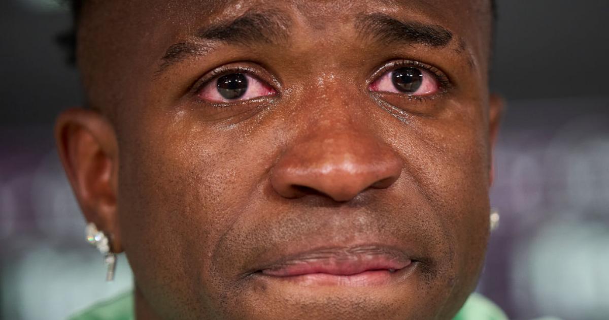 Vinicius, llorando en la rueda de prensa