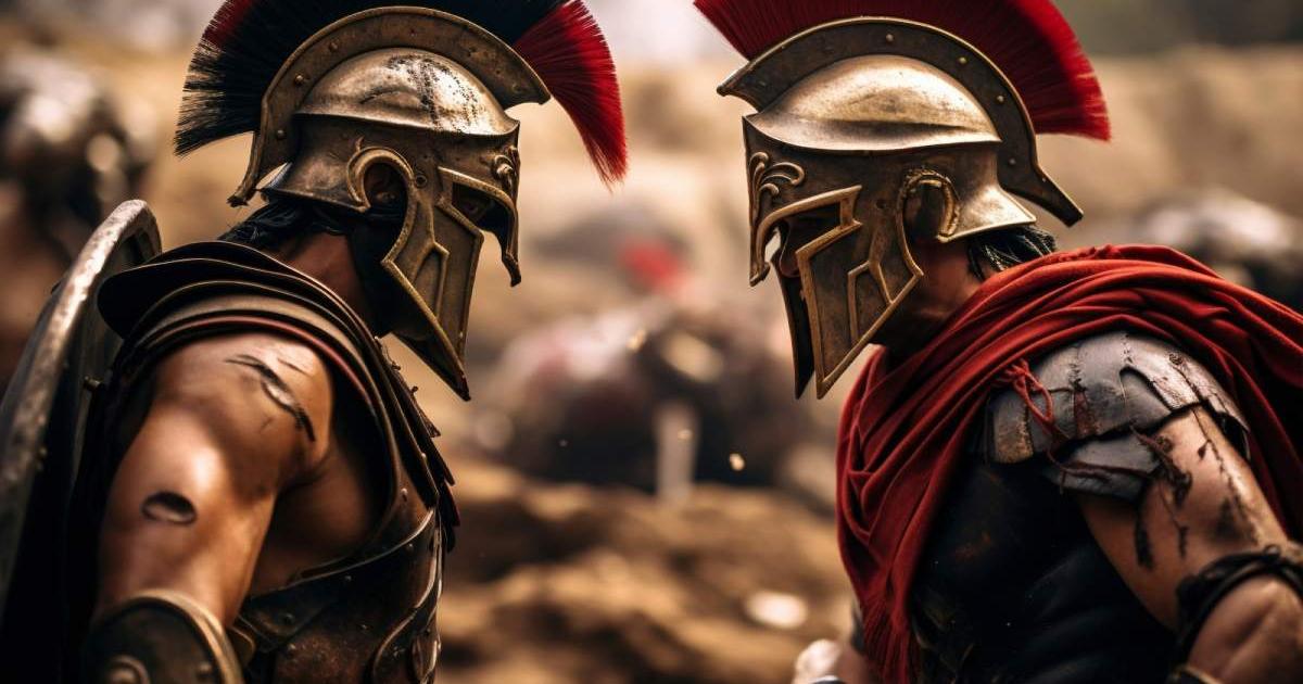 Gladiadores romanos a punto de enfrentarse en una contienda epica