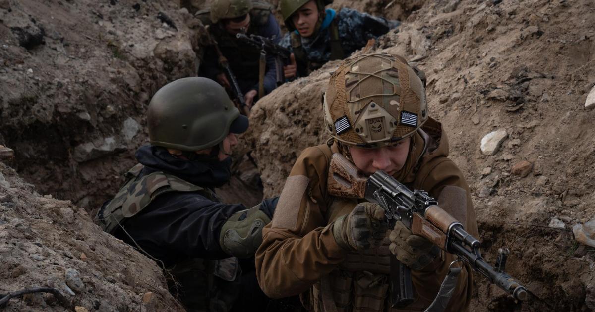 Militares ucranianos durante un entrenamiento