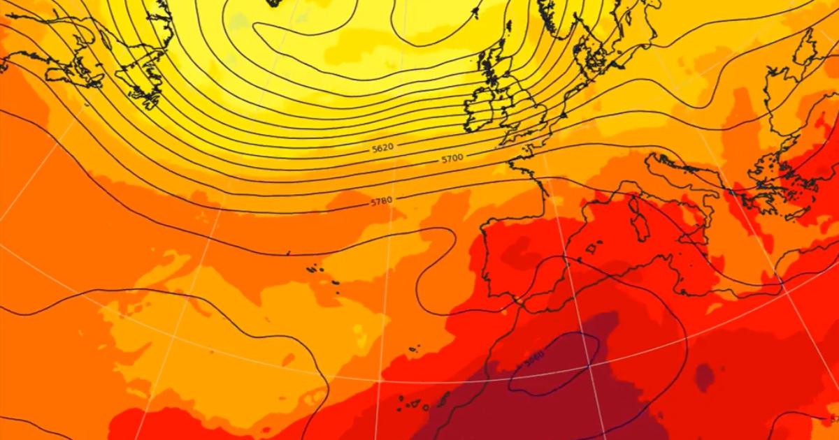 Mapa de predicción del tiempo durante la ola de calor