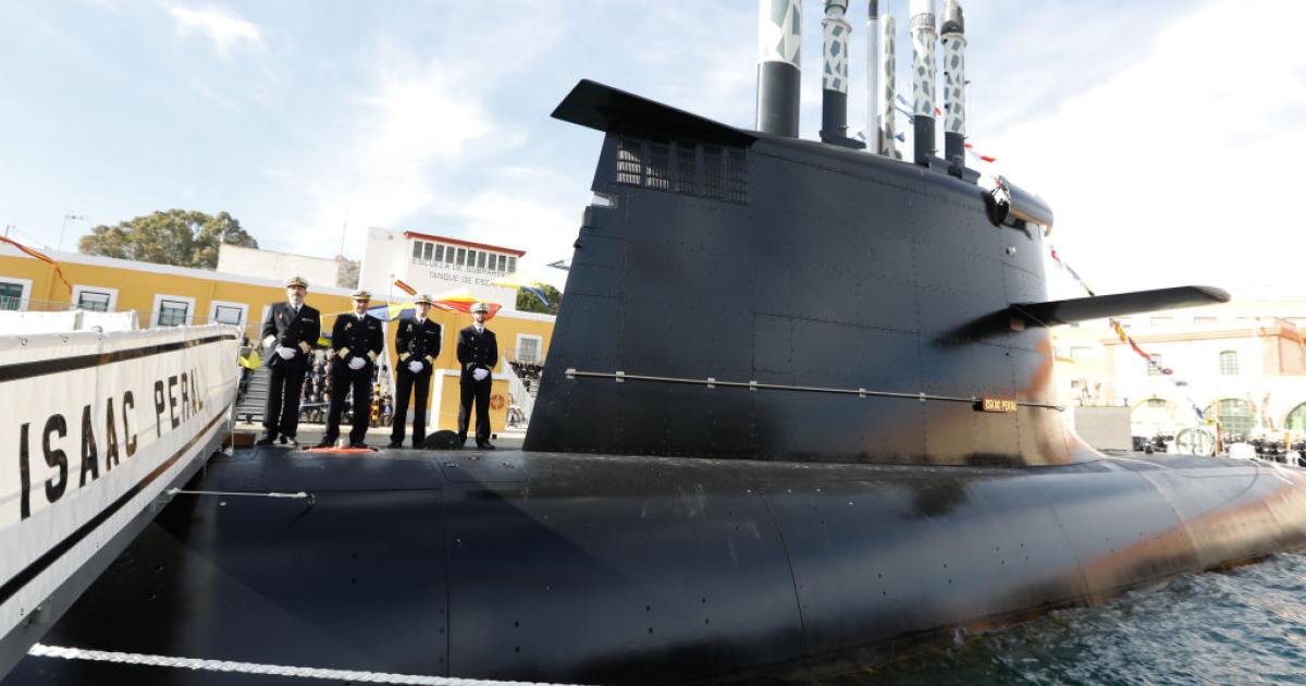 Entrega del submarino S-81 Isaac Peral en el astillero de Navantia en Cartagena, Murcia.