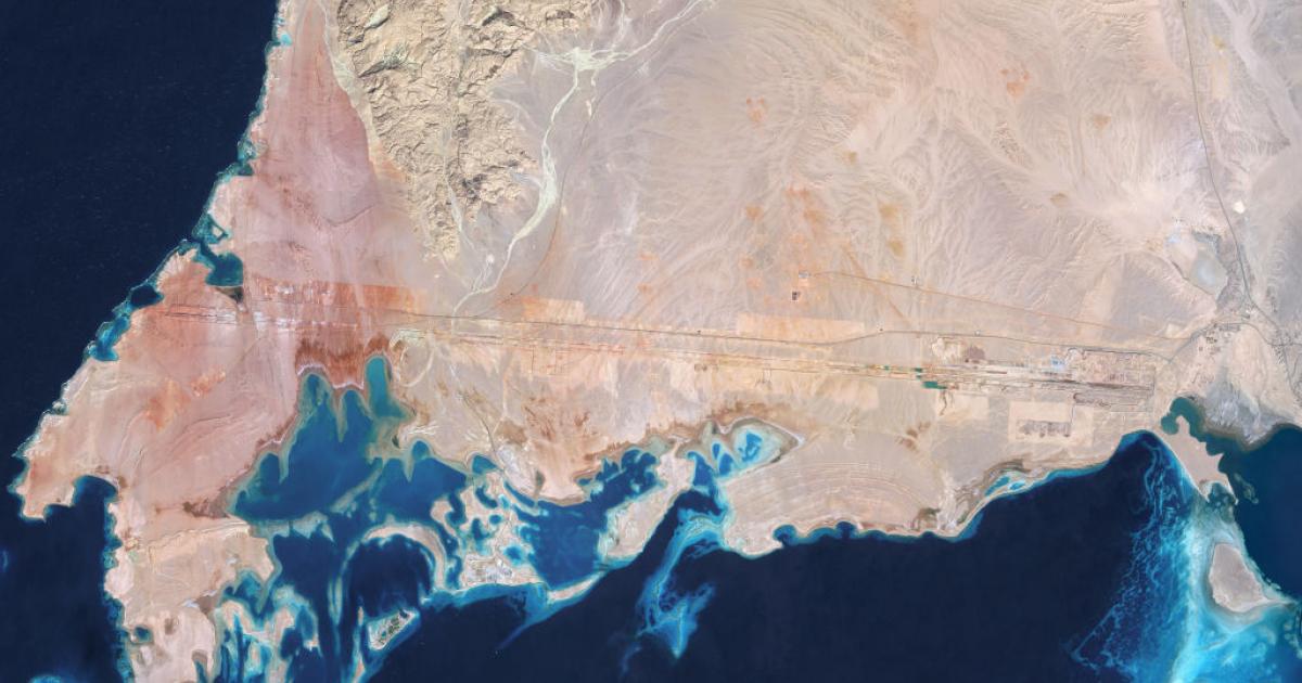 Vista satelital de los terrenos donde se construye The Line