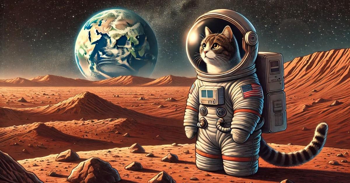 Recreación de un gato en Marte