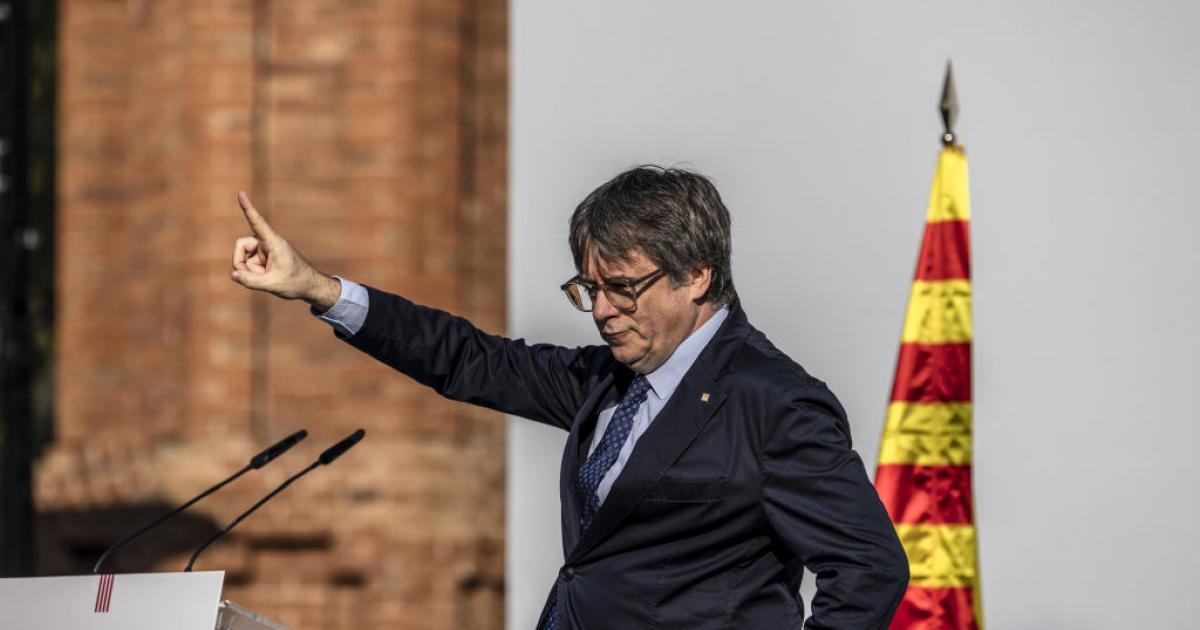 Carles Puigdemont, en su discurso durante su vuelta fugaz a Barcelona