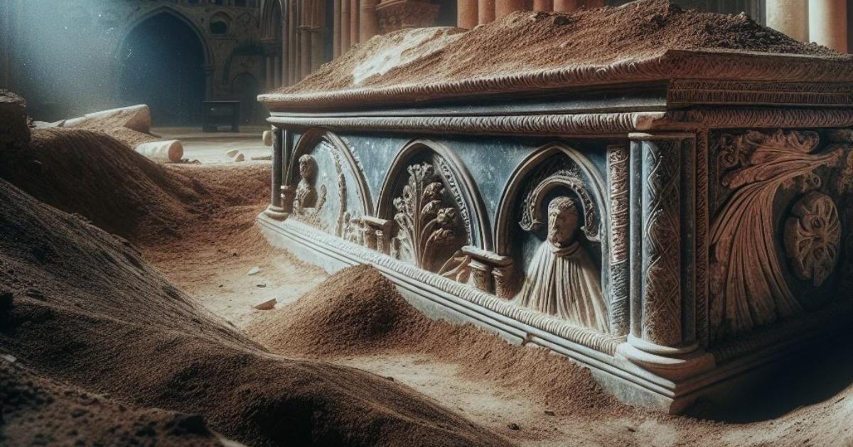 Ilustración generada por inteligencia artificial (IA) de un sarcófago.