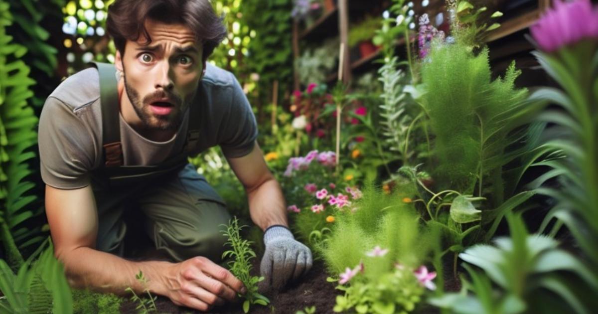 Recreación de un jardinero sorprendido
