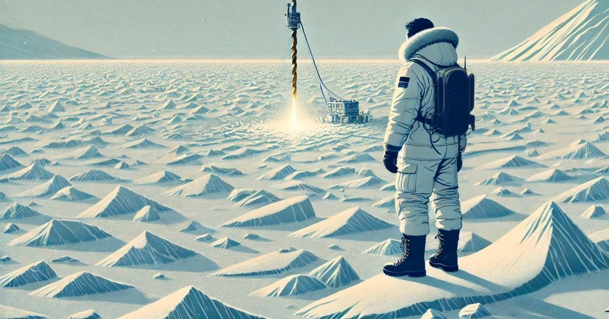 Recreación de la perforación de hielo en la Antártida