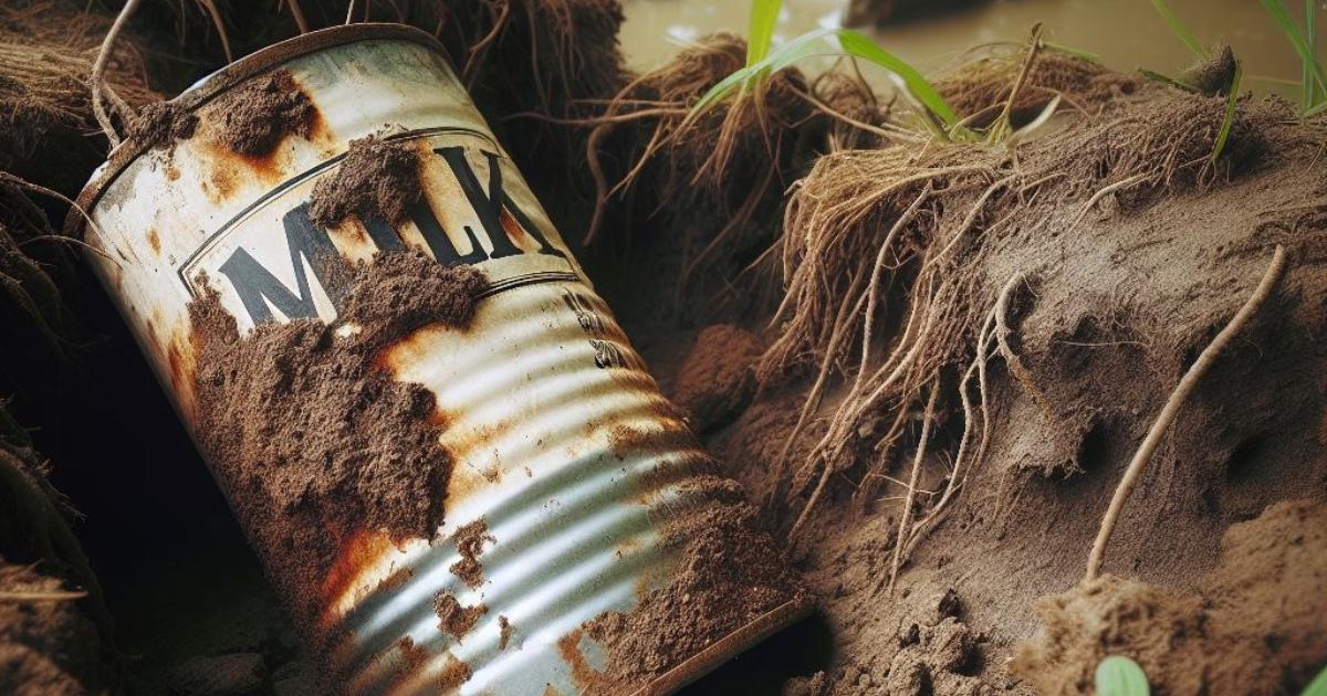 Recreación de una lata de leche oxidada
