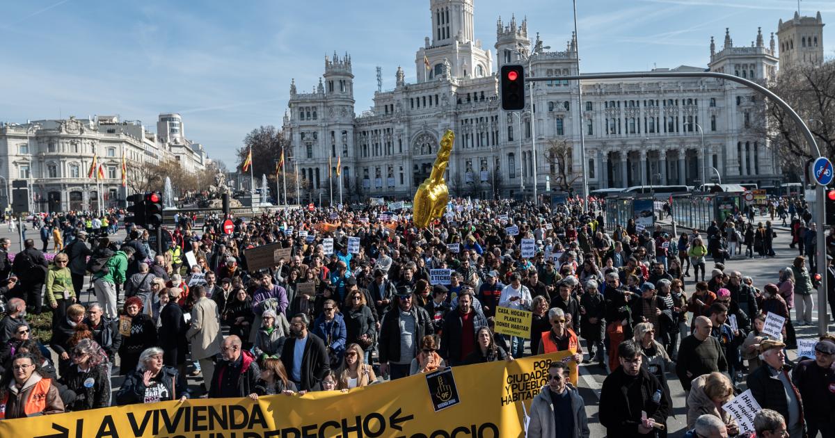 Manifestación por la vivienda en Madrid, celebrada el pasado mes de febrero de 2025.