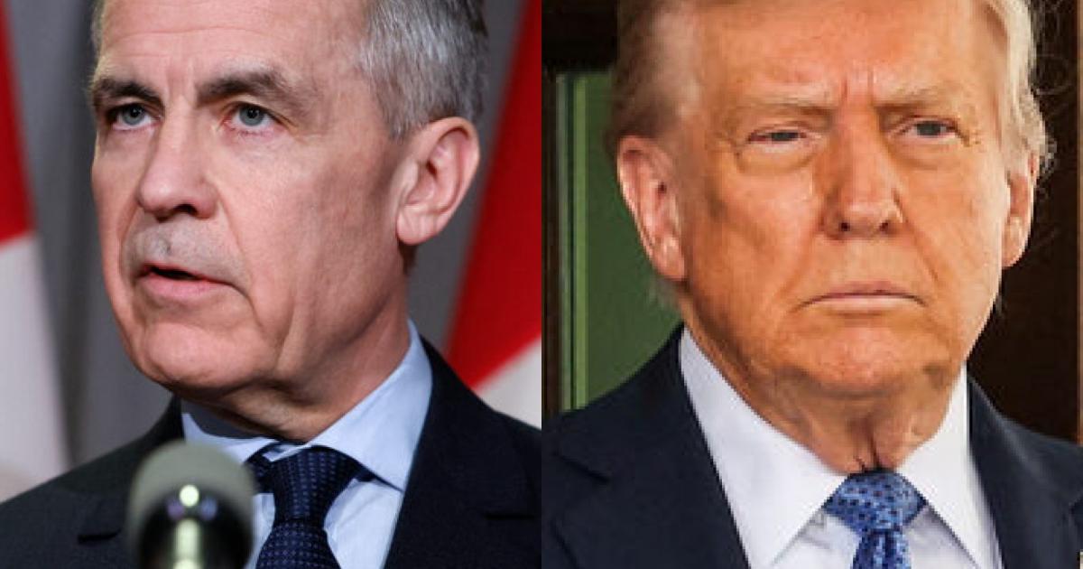 El primer ministro canadiense en funciones, Mark Carney; y el mandatario estadounidense, Donald Trump; en sendas imágenes de archivo.