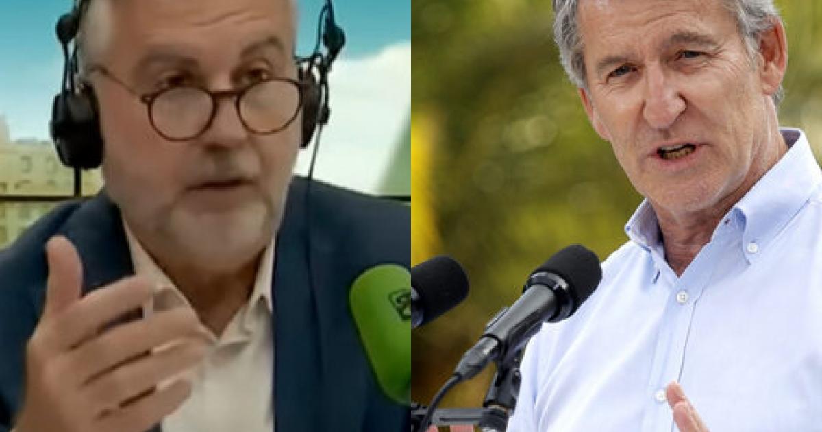 Combo de imágenes con el director de 'Más de uno' en Onda Cero, Carlos Alsina, y el presidente nacional del PP, Alberto Núñez Feijóo.