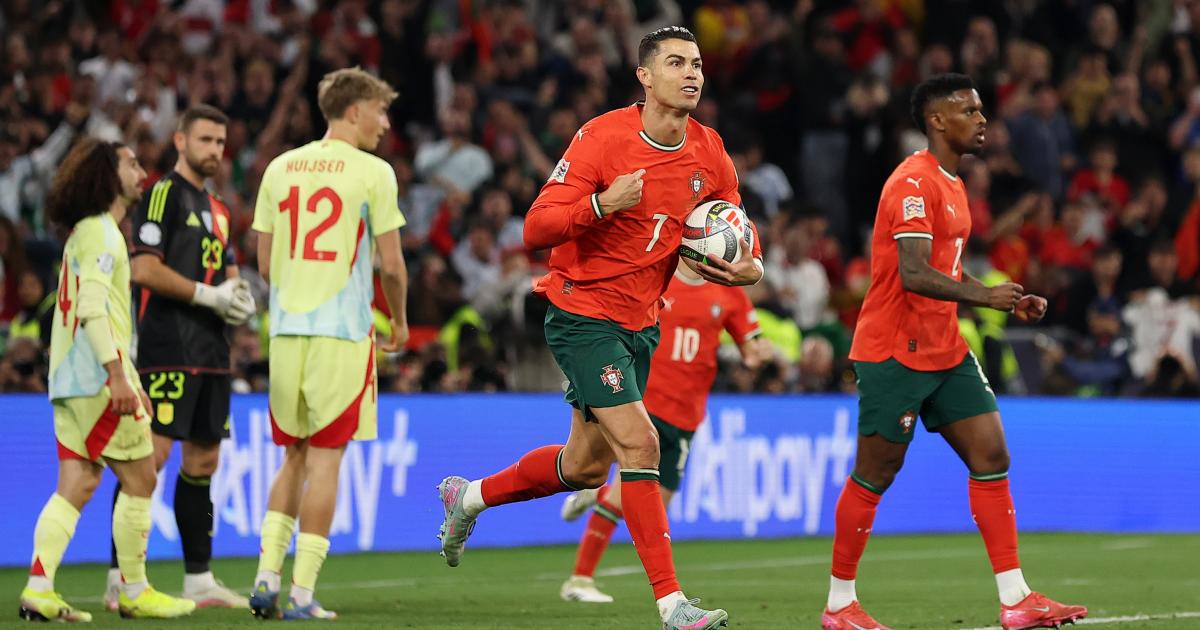 Cristiano Ronaldo tras marcar ante España.