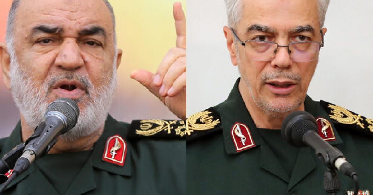 El comandante en jefe de la Guardia Revolucionaria de Irán, el general Hosein Salamí, y el jefe del estado mayor de las fuerzas armadas de Irán, Mohammad Bagheri; en sendas imágenes de archivo.
