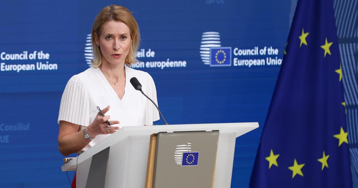 La Alta Representante de la UE, Kaja Kallas, tras la reunión por videoconferencia de los ministros de Exteriores de la UE.