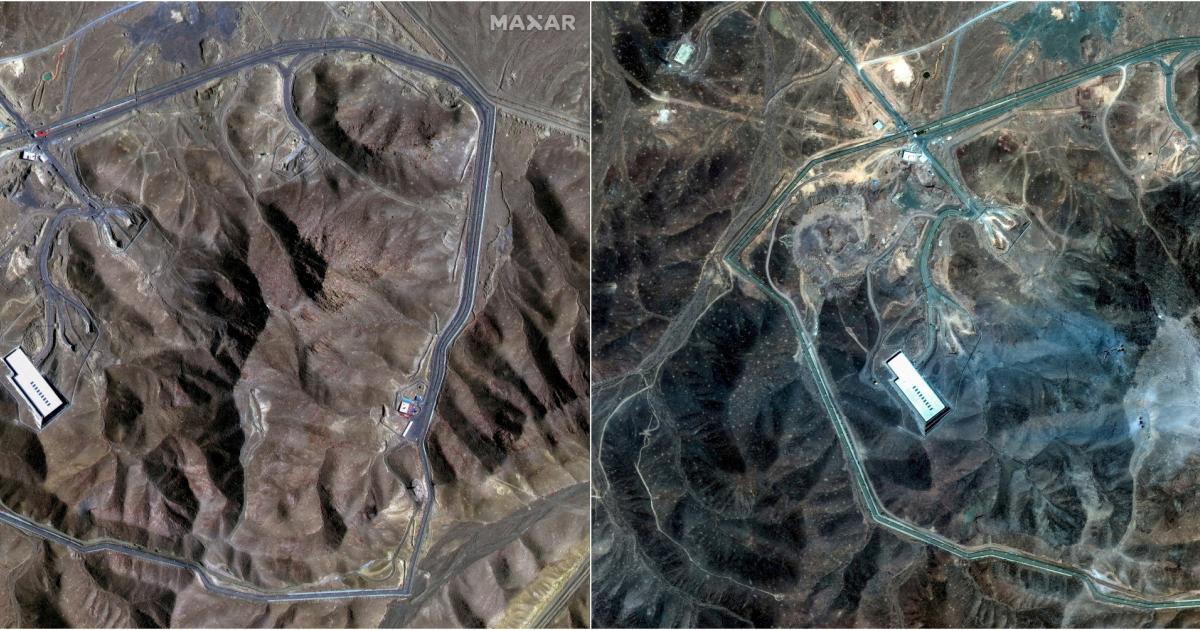 Imágenes satelitales retratan el antes y el después de los bombardeos estadounidenses en Fordow, instalación clave del programa nuclear iraní.