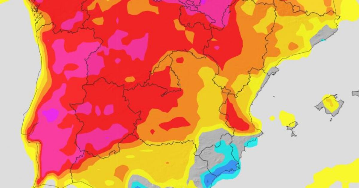 Mapa de la media de la variación de la temperatura máxima para el viernes 27 de junio de 2025