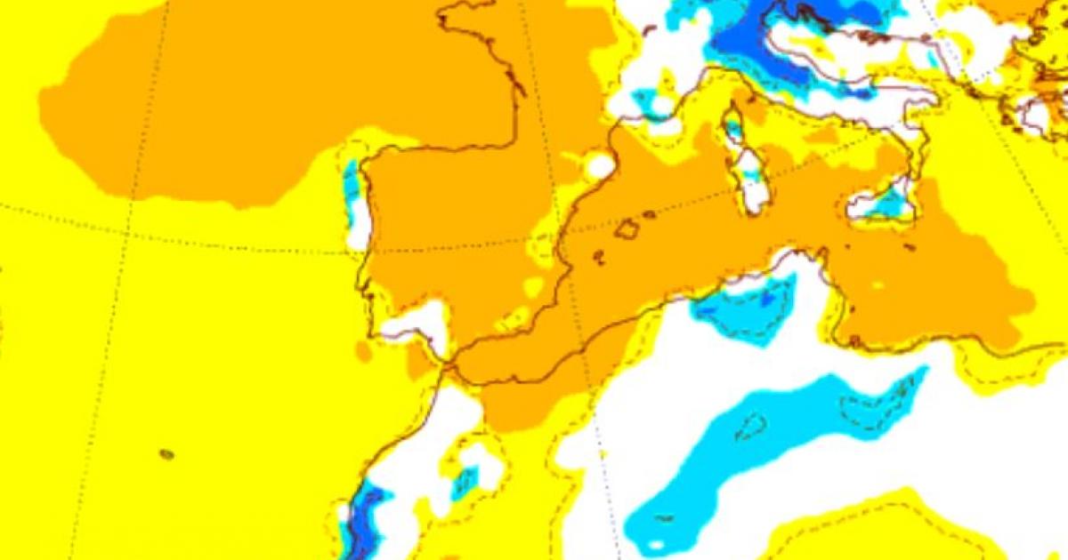 Mapa de anomalías de temperaturas del 7 al 13 de julio de 2025