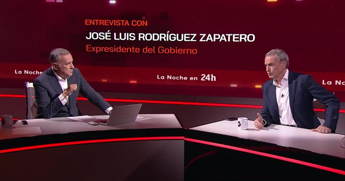 El expresidente José Luis Rodríguez Zapatero, en La Noche en 24 horas.