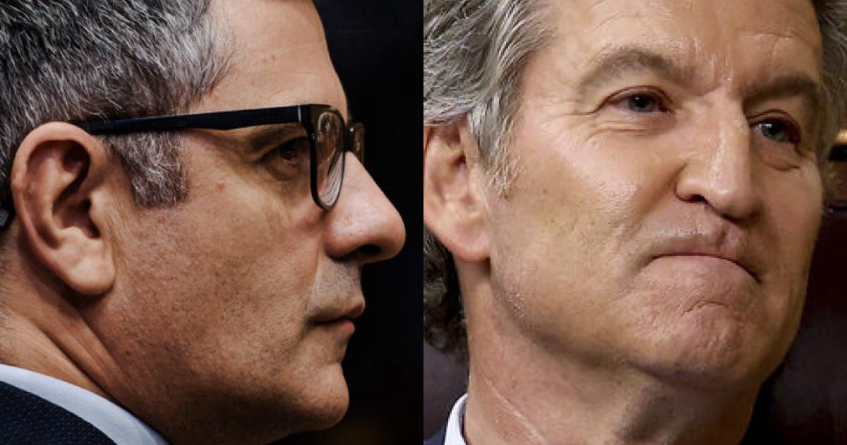 El ministro de Justicia y Presidencia, Félix Bolaños, y el líder del PP y la oposición, Alberto Núñez Feijóo; en sendas imágenes de archivo, respectivamente.