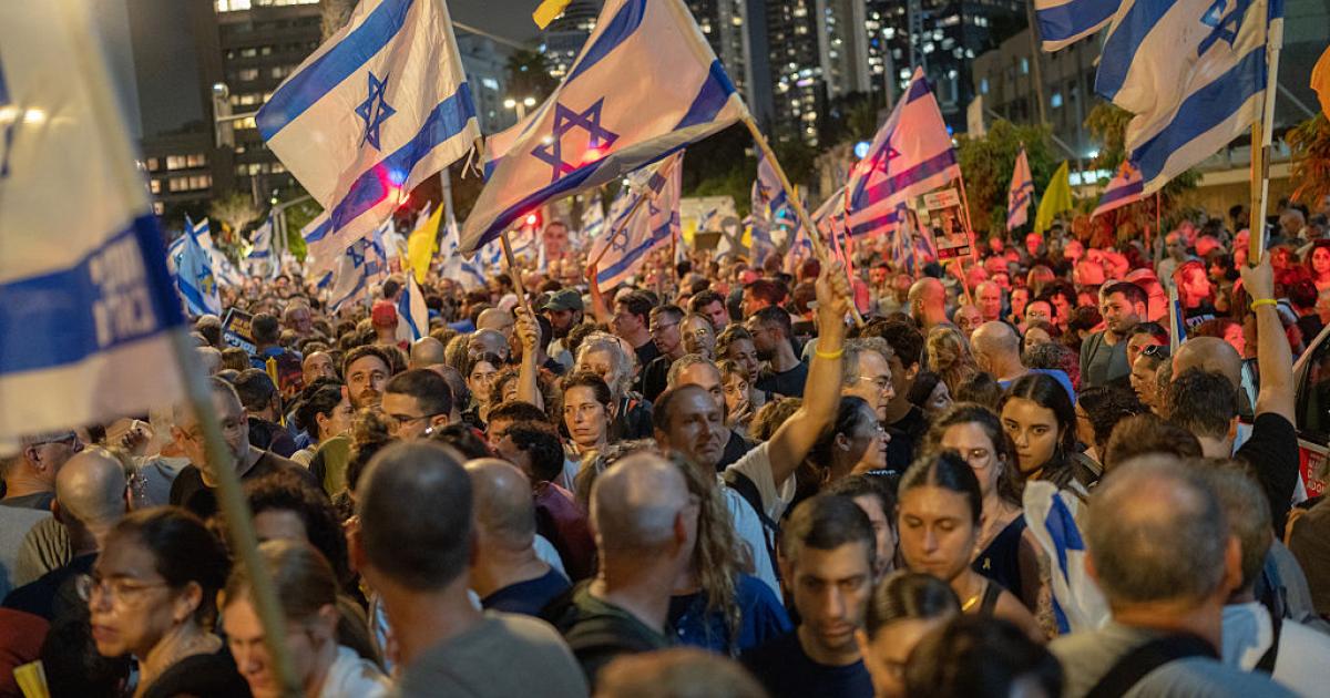 Imagen de la manifestación en Tel Aviv para pedir la liberación de los rehenes israelís en Gaza.