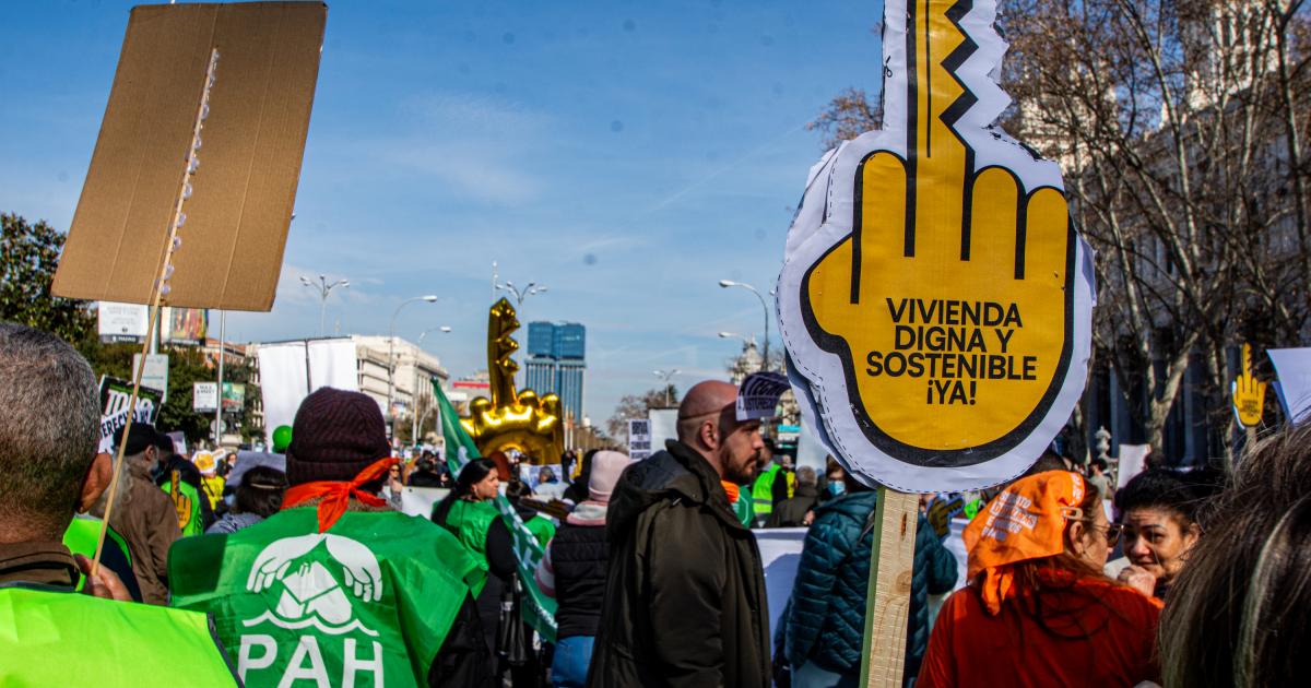 Manifestación por la crisis de vivienda en Madrid, el pasado 9 de febrero.
