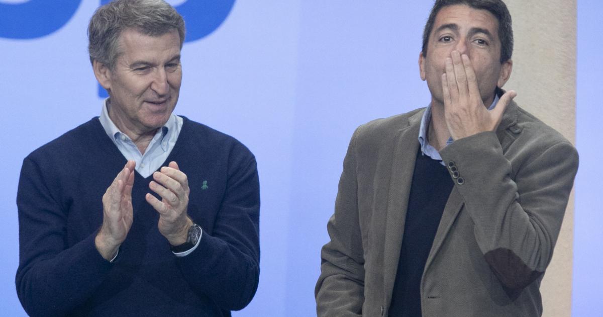 El líder del PP, Alberto Núñez Feijóo; y el president de la Generalitat Valenciana, Carlos Mazón; en una imagen de archivo.