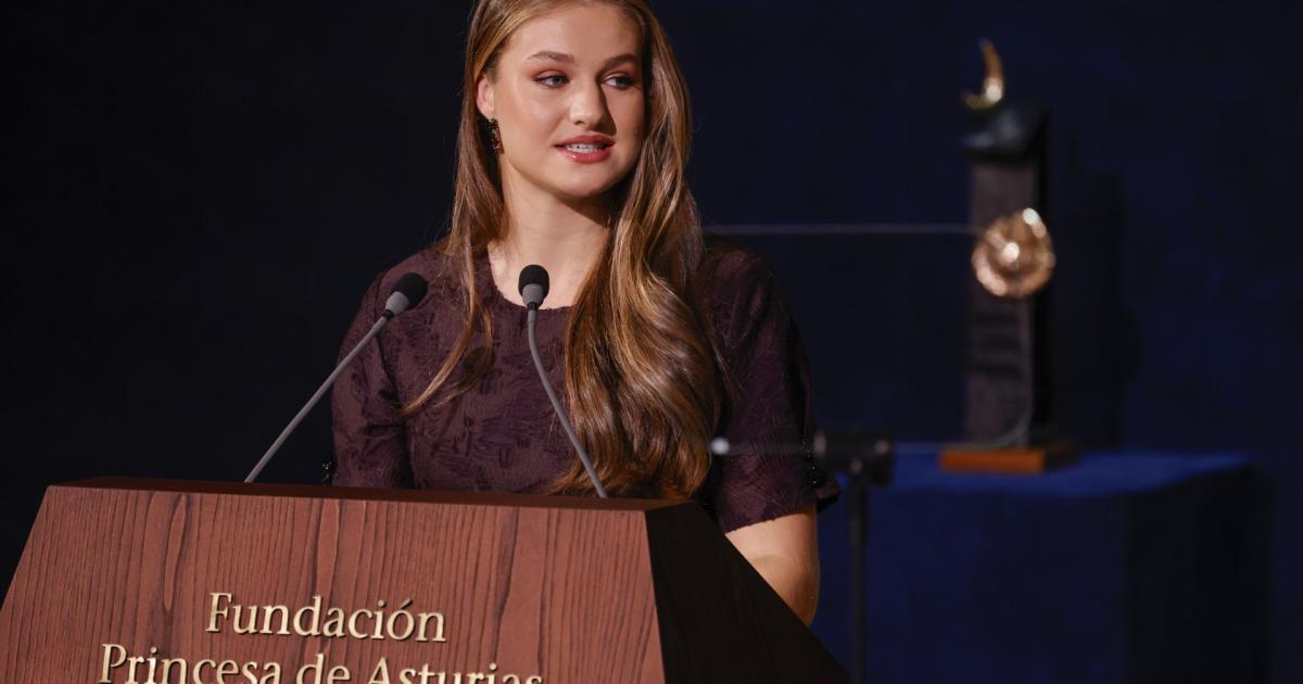 La princesa Leonor durante su discurso en los Premios Princesa de Asturias 2025.