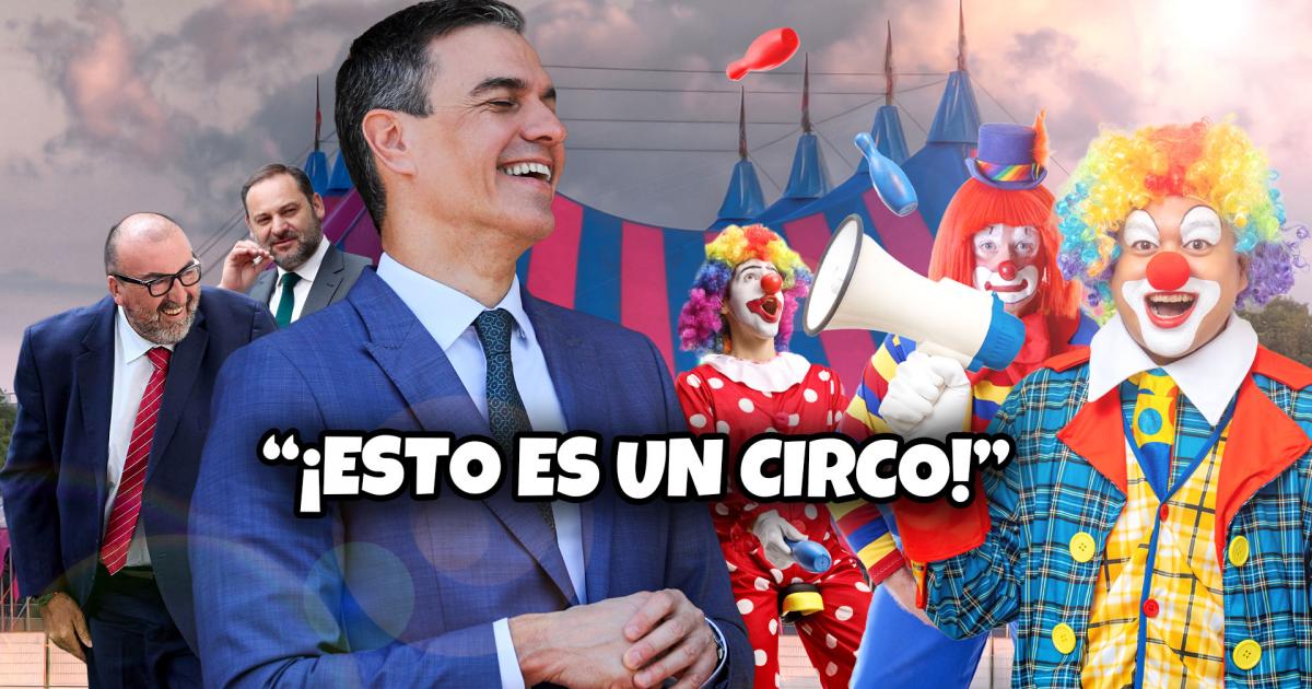 Fotomontaje de Pedro Sánchez en el 'Circo del Senado'.