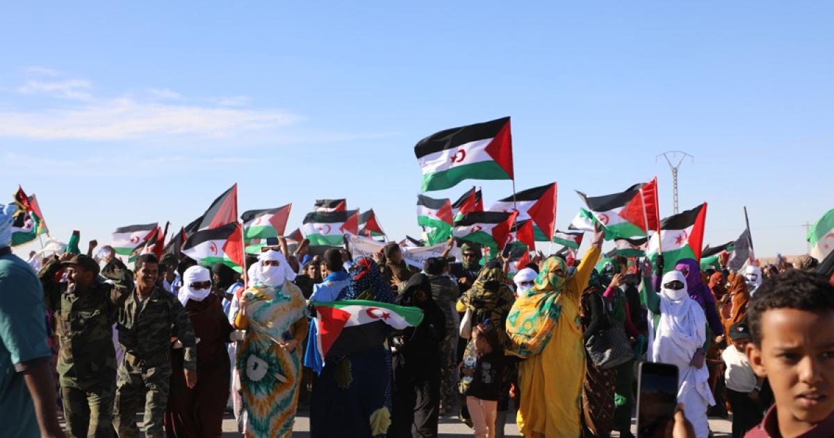 Refugiados saharauis en Tinduf se manifiestan contra la propuesta de EEUU de aprobar el plan marroquí en la ONU