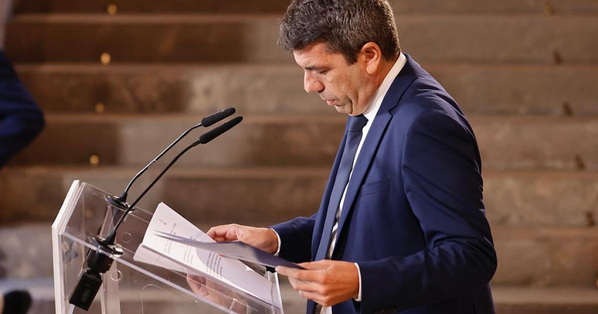 Carlos Mazón, durante el anuncio de su dimisión el lunes 3 de noviembre de 2025