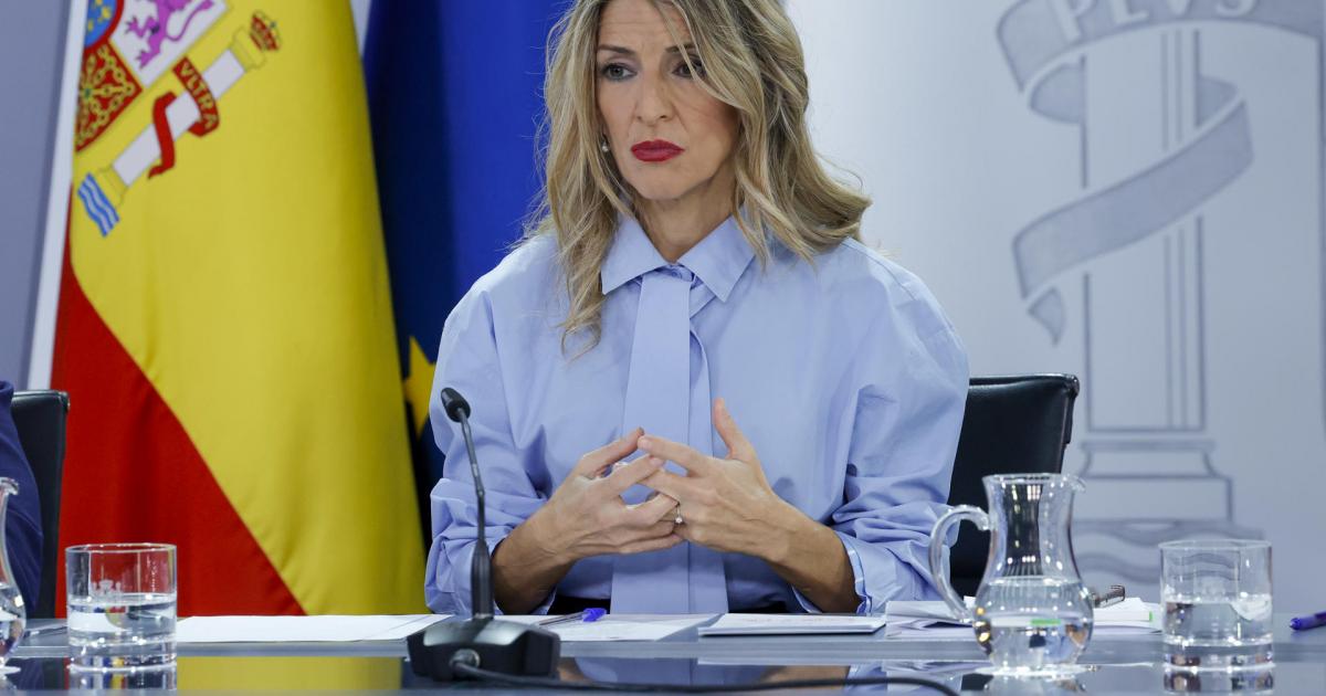 La ministra de Trabajo, Yolanda Díaz, en la rueda de prensa posterior al Consejo de Ministros.