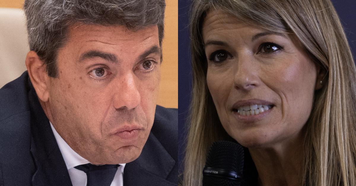 El presidente valenciano, Carlos Mazón, y la periodista Maribel Vilaplana, en sendas imágenes de archivo.