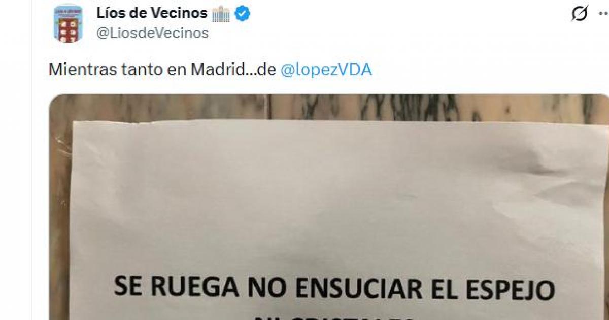 El cartel visto en Líos de Vecinos.