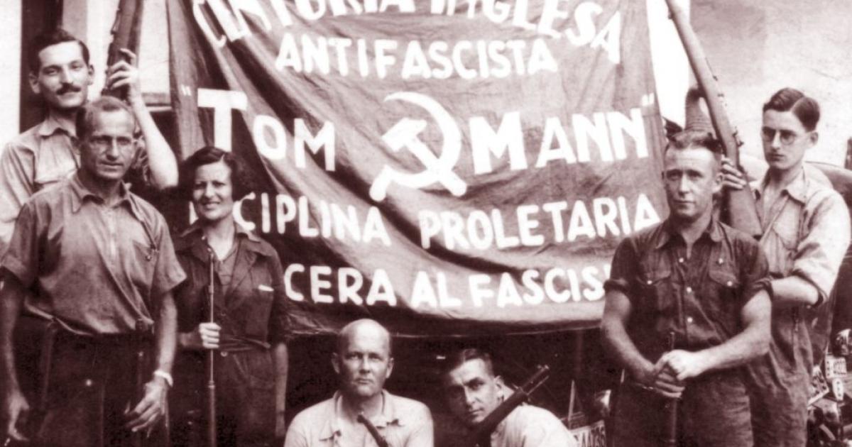 Voluntarios británicos de las Brigadas Internacionales, durante la Guerra Civil, en 1937.