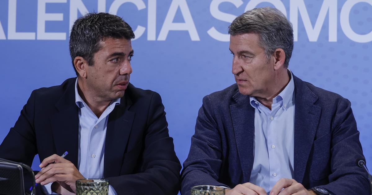 El 'expresident' de la Generalitat Valenciana Carlos Mazón y el presidente nacional del Partido Popular, Alberto Núñez Feijóo; en una imagen de archivo.