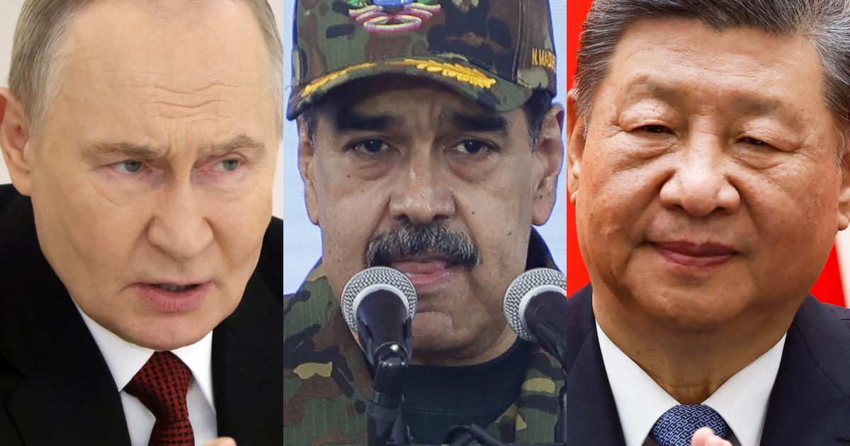 Vladimir Putin, Nicolás Maduro y Xi Jinping, en imágenes de archivo.