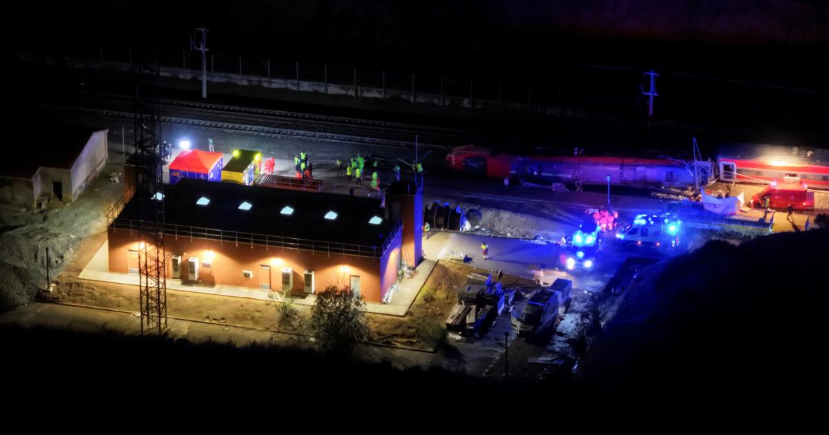Vista aérea de la zona del accidente de tren en Adamuz.