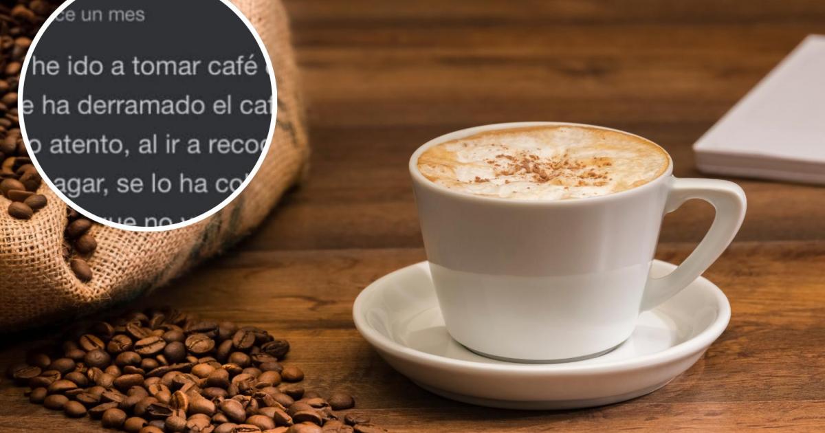 Montaje de una foto de un café con el pantallazo de la reseña de Soy Camarero.