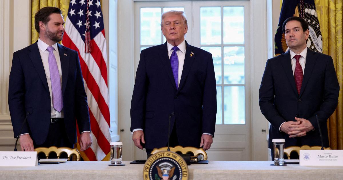 Imagen de archivo con el presidente de EEUU, Donald Trump; el vicepresidente J.D. Vance y el secretario de Estado, Marco Rubio; en el Despacho Oval de la Casa Blanca.