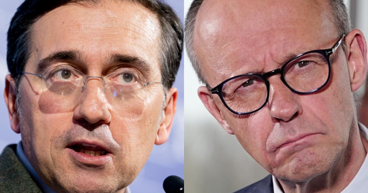 El ministro de Exteriores de España, José Manuel Albares, y el canciller de Alemania, Friedrich Merz, en sendas imágenes de archivo.