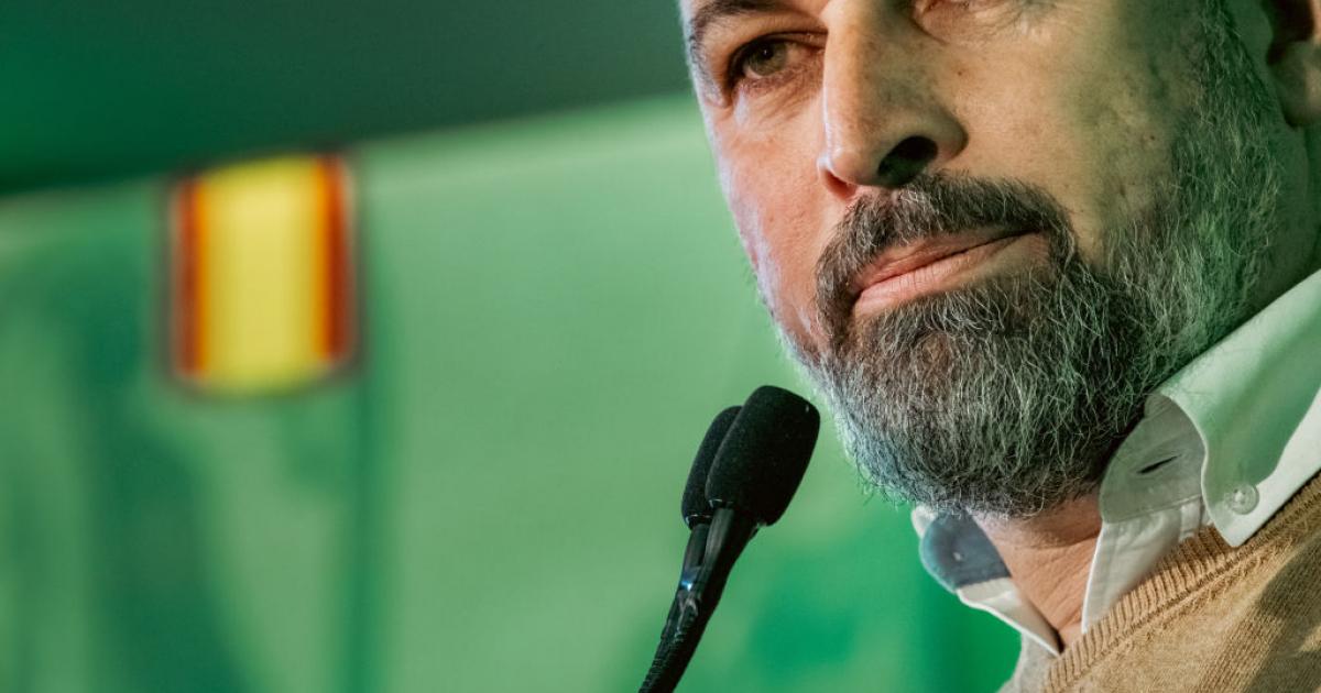 El líder de Vox, Santiago Abascal, durante un mitin.