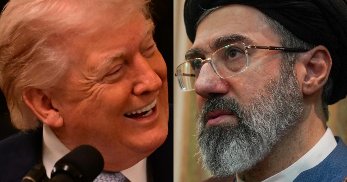 El presidente de EEUU, Donald Trump, y el líder supremo de Irán, Mojtaba Jamenei, en sendas imágenes de archivo.